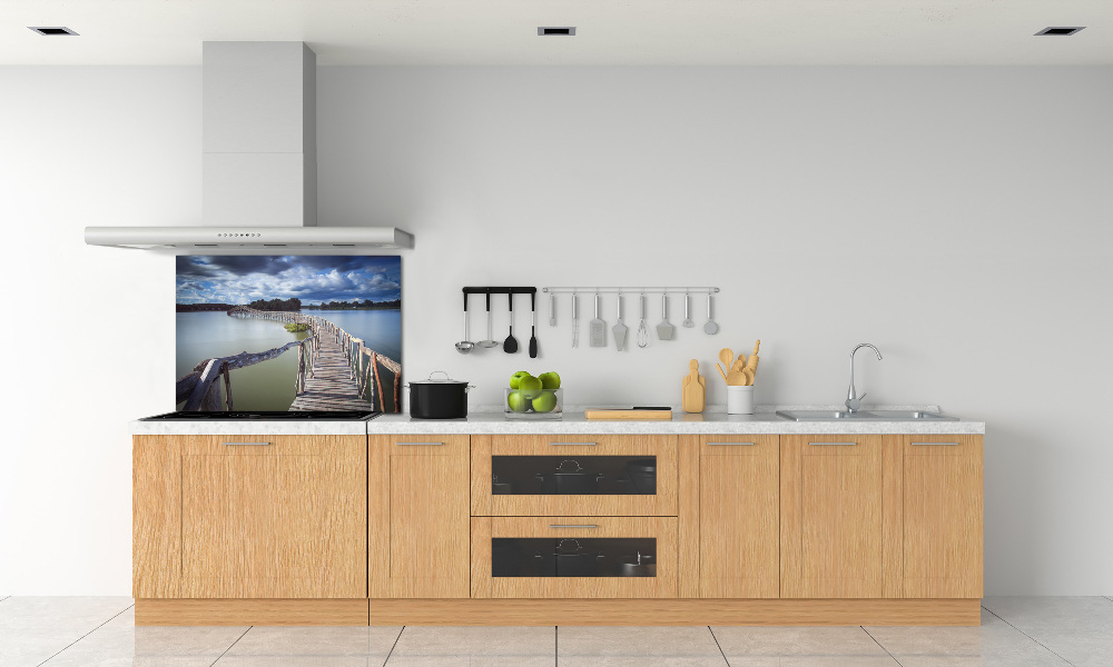 Kitchen splashback panel Wooden bridge