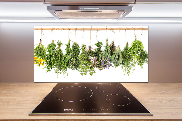 Cooker splashback Herbs on a string