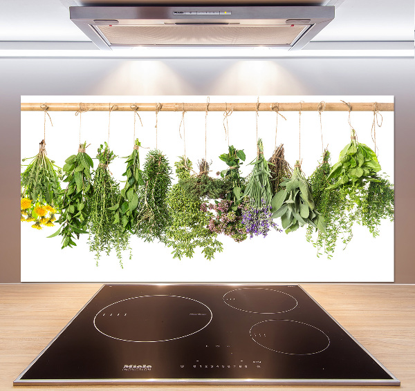 Cooker splashback Herbs on a string