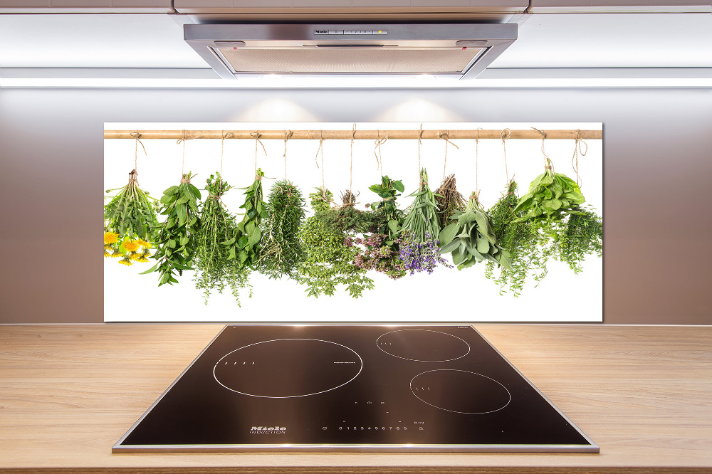 Cooker splashback Herbs on a string