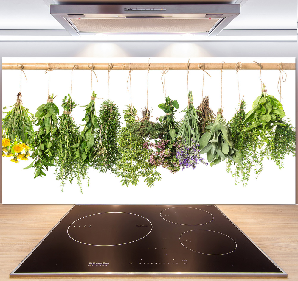 Cooker splashback Herbs on a string