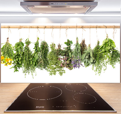 Cooker splashback Herbs on a string