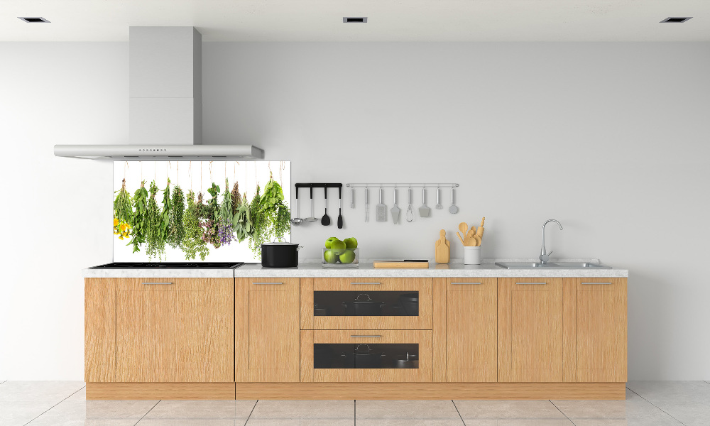 Cooker splashback Herbs on a string