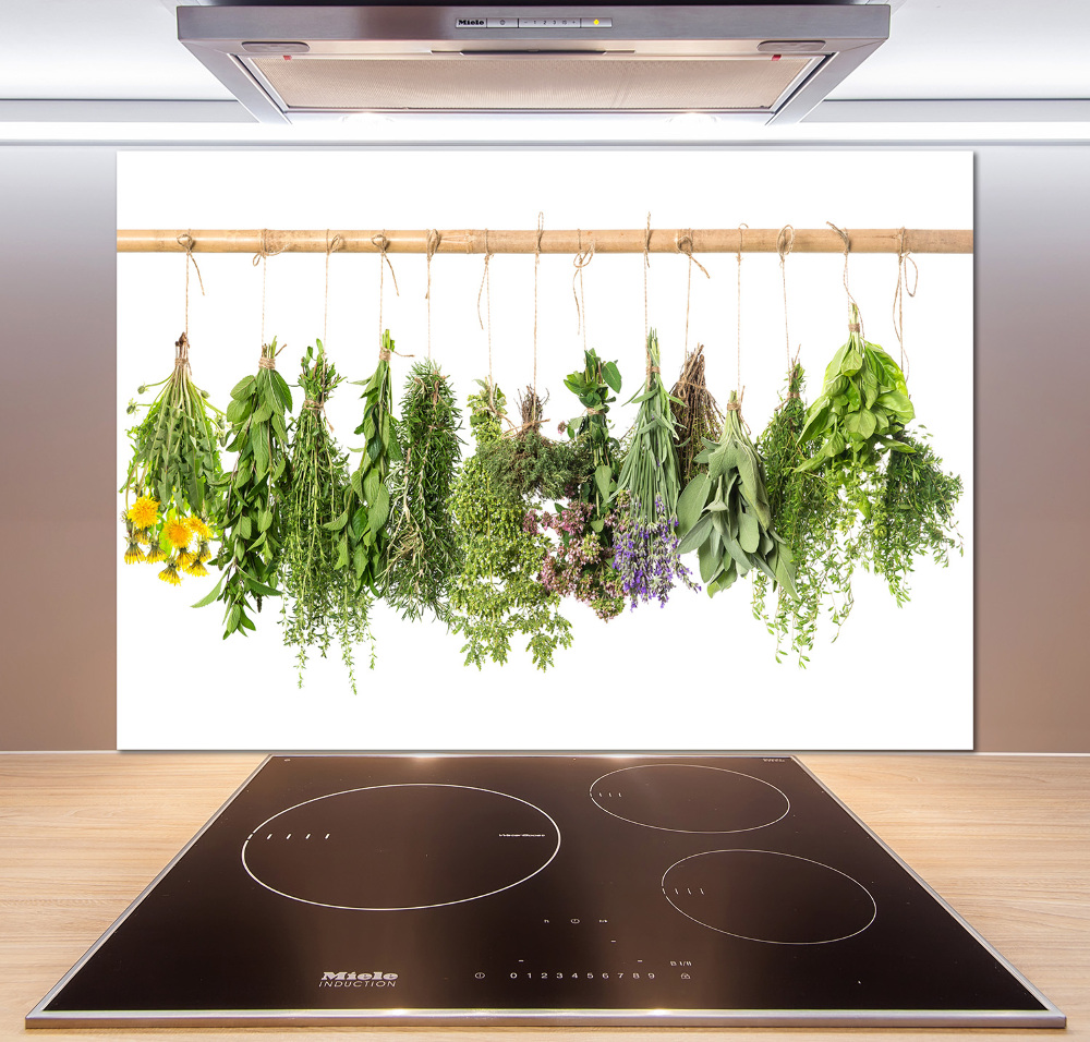 Cooker splashback Herbs on a string