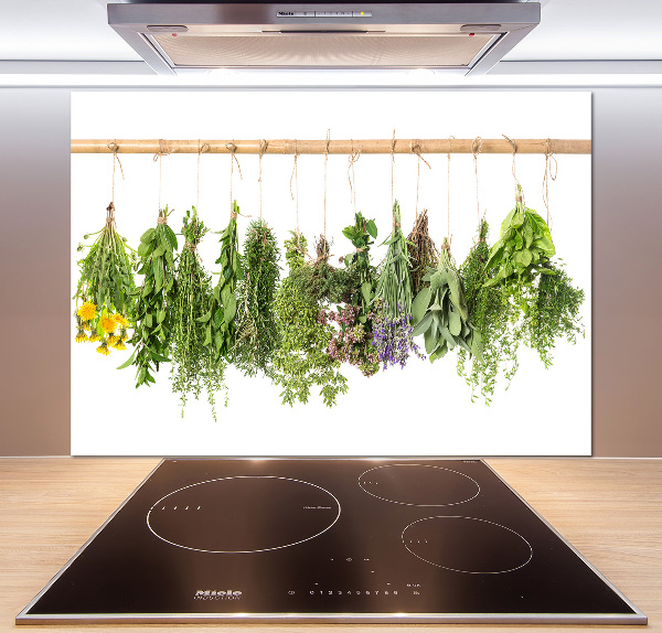 Cooker splashback Herbs on a string