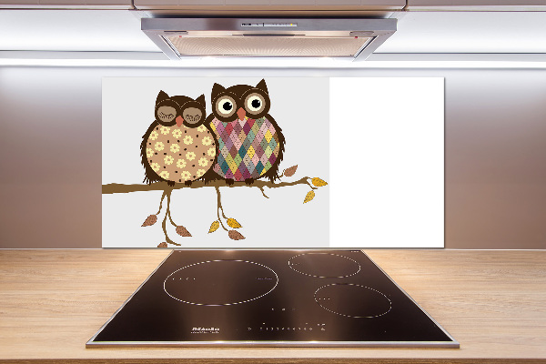 Kitchen splashback Two owls on the branches