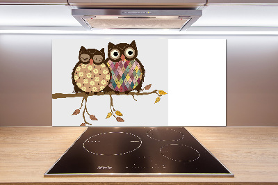 Kitchen splashback Two owls on the branches