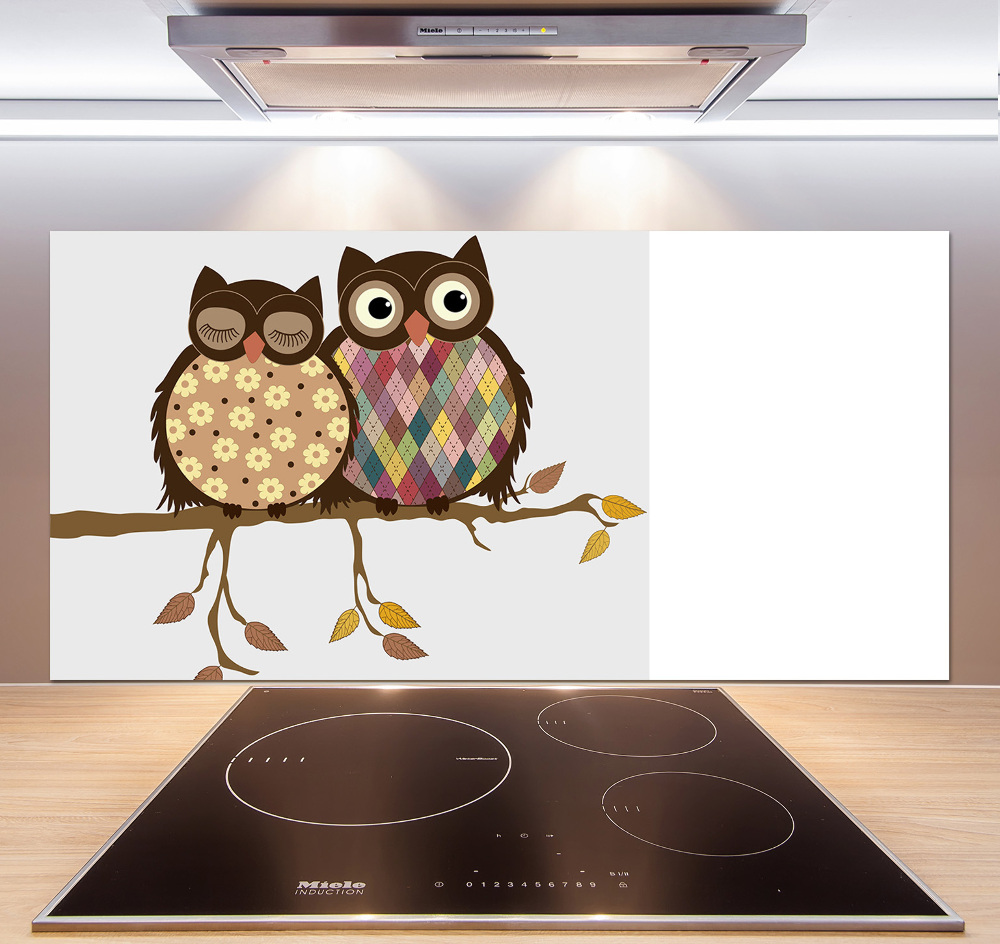 Kitchen splashback Two owls on the branches