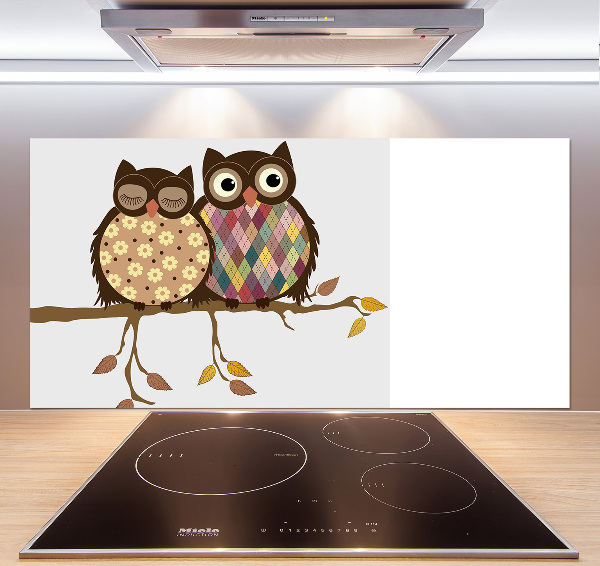 Kitchen splashback Two owls on the branches