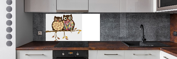 Kitchen splashback Two owls on the branches