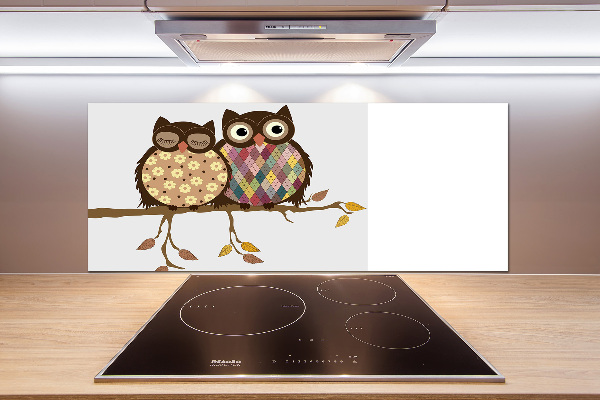 Kitchen splashback Two owls on the branches