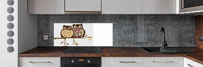 Kitchen splashback Two owls on the branches