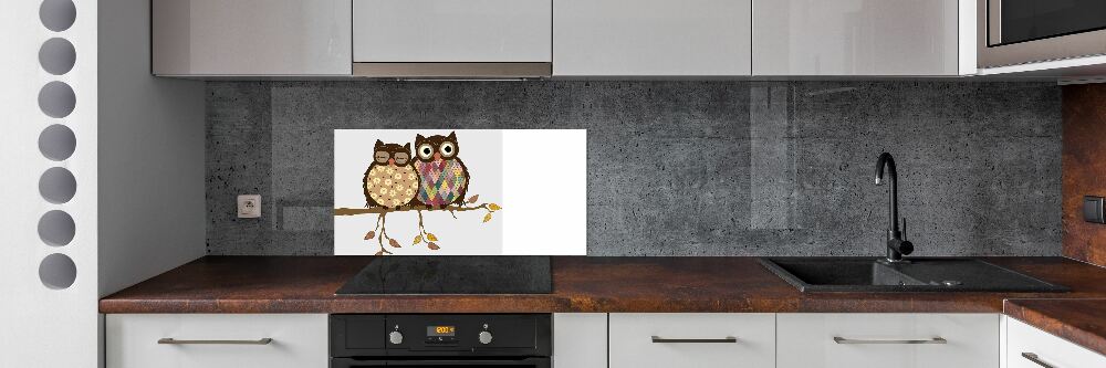 Kitchen splashback Two owls on the branches