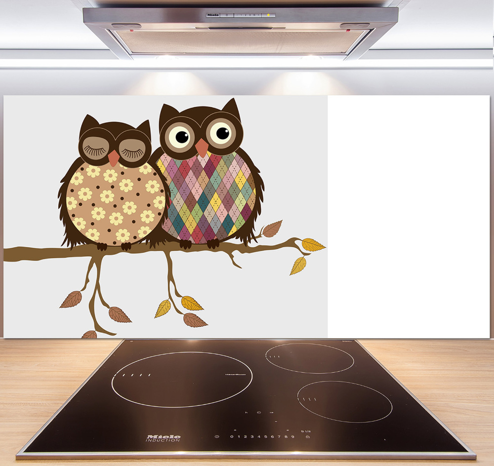 Kitchen splashback Two owls on the branches