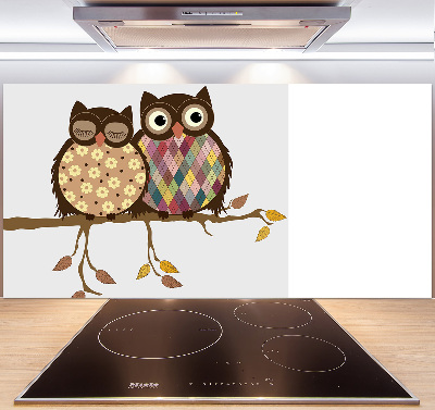 Kitchen splashback Two owls on the branches