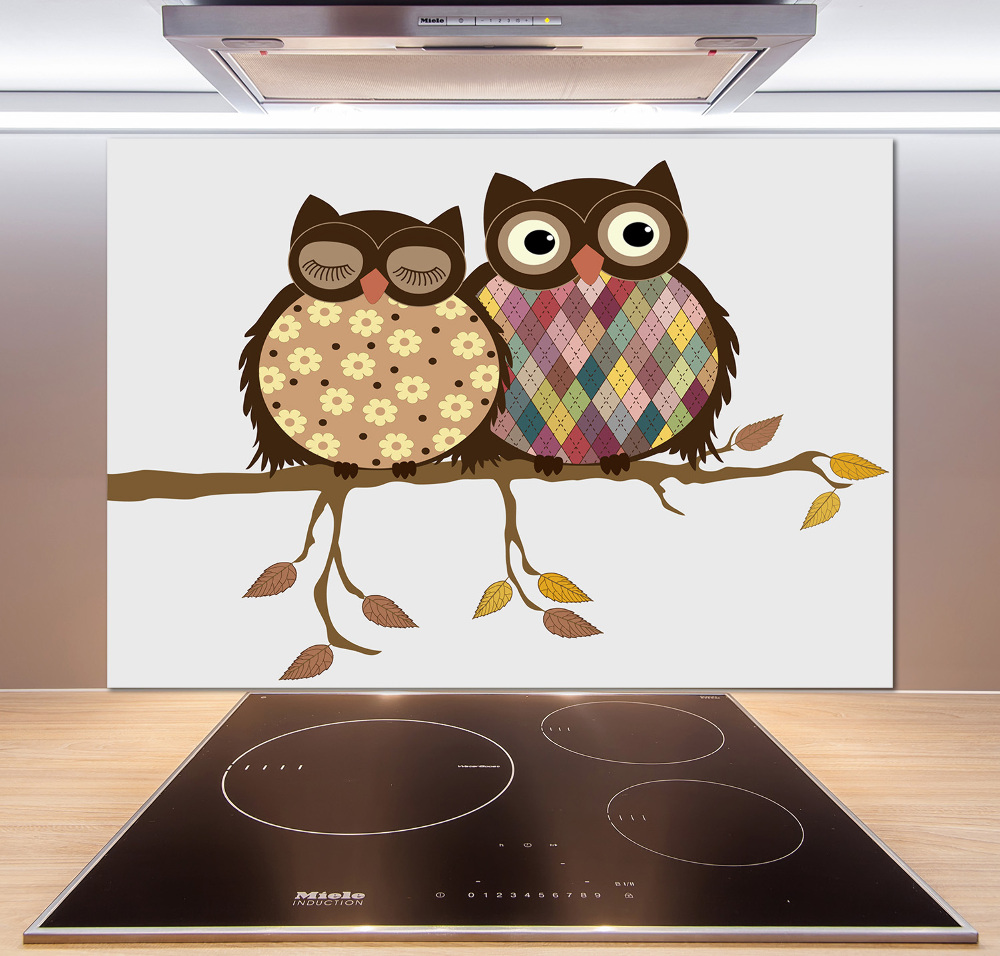 Kitchen splashback Two owls on the branches