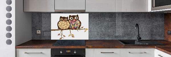 Kitchen splashback Two owls on the branches