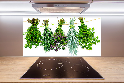 Cooker splashback Herbs on a string