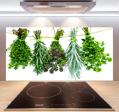 Cooker splashback Herbs on a string