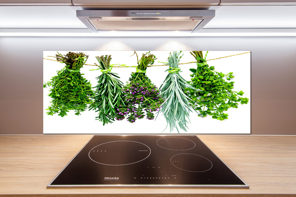 Cooker splashback Herbs on a string