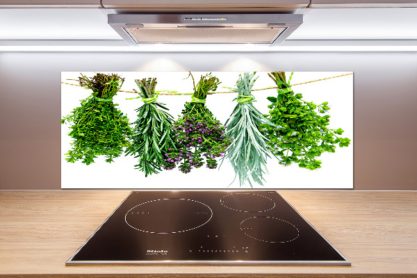 Cooker splashback Herbs on a string