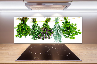 Cooker splashback Herbs on a string