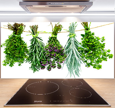 Cooker splashback Herbs on a string