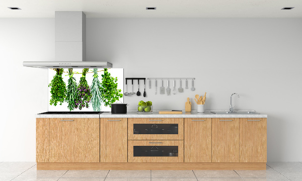 Cooker splashback Herbs on a string