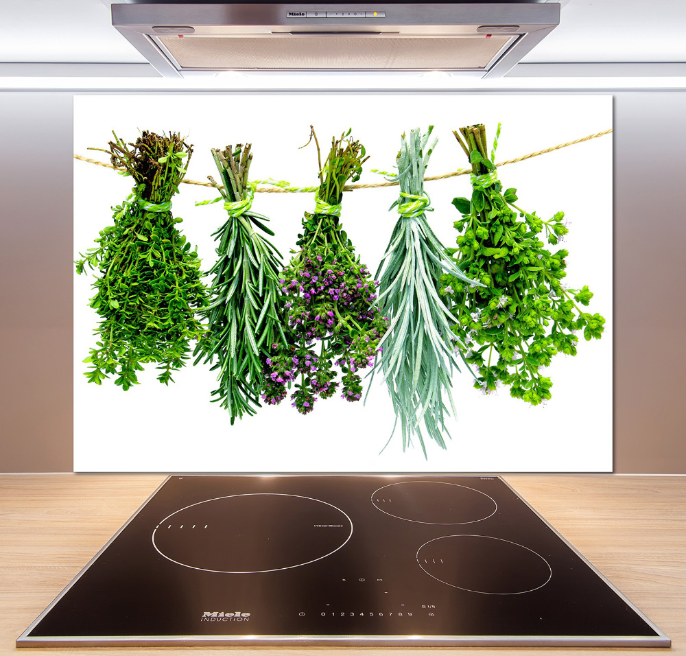 Cooker splashback Herbs on a string