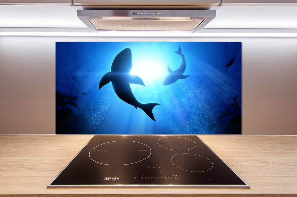 Kitchen splashback Two sharks