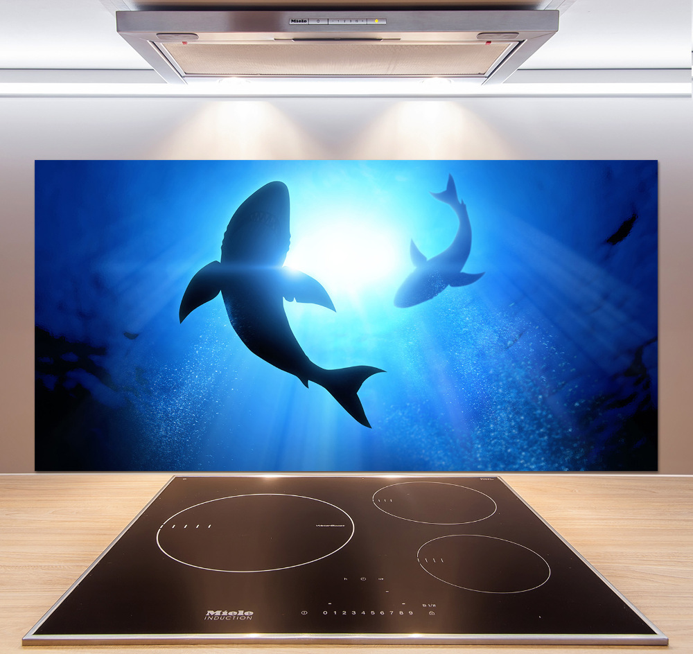 Kitchen splashback Two sharks