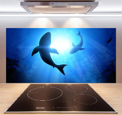 Kitchen splashback Two sharks