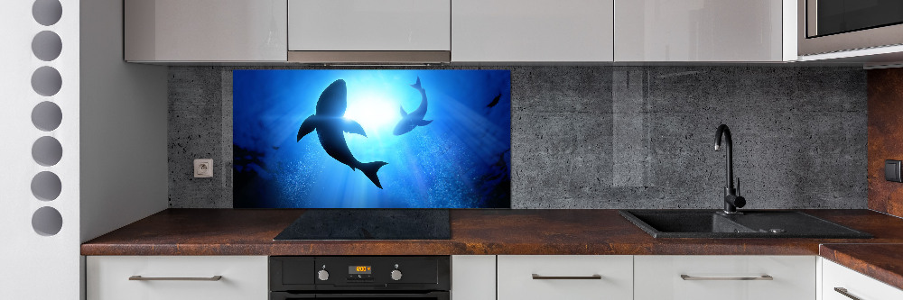 Kitchen splashback Two sharks