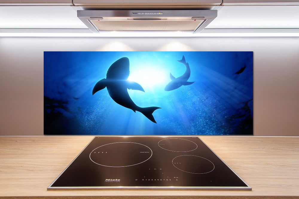 Kitchen splashback Two sharks