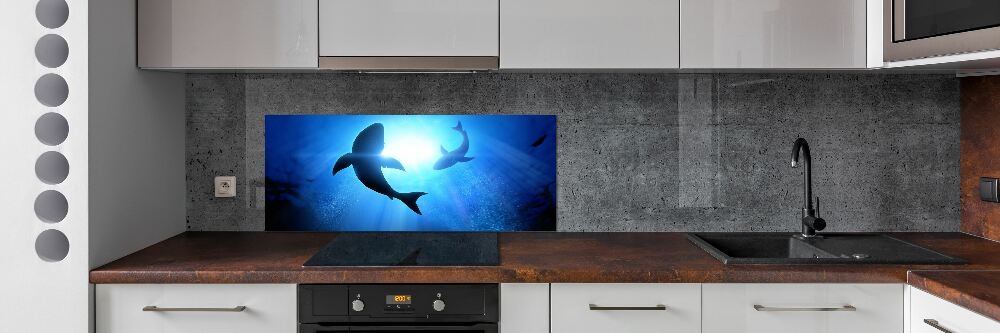 Kitchen splashback Two sharks