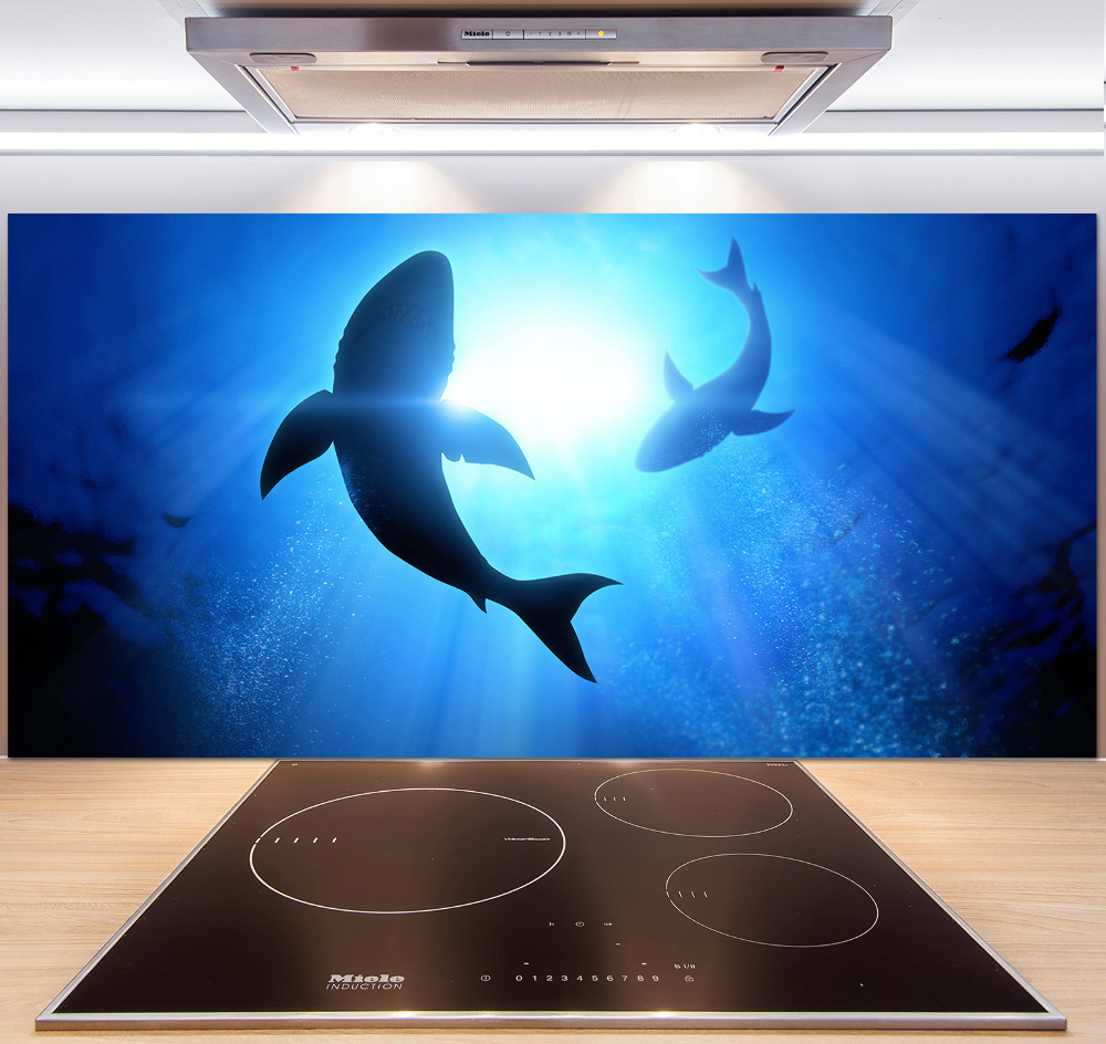 Kitchen splashback Two sharks