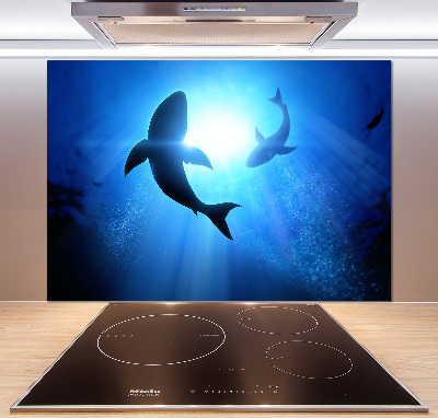 Kitchen splashback Two sharks