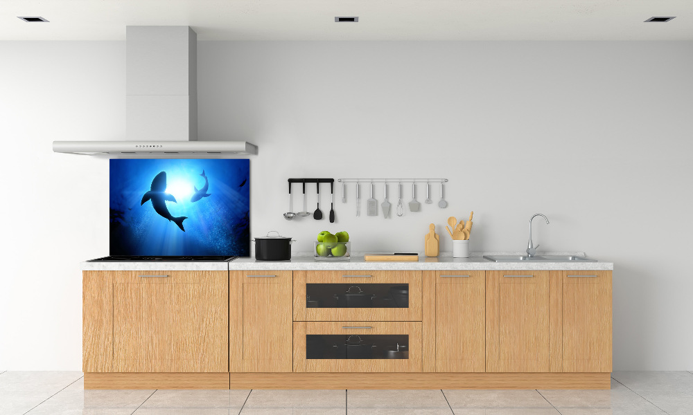 Kitchen splashback Two sharks