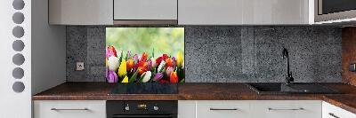 Cooker splashback Colorful tulips