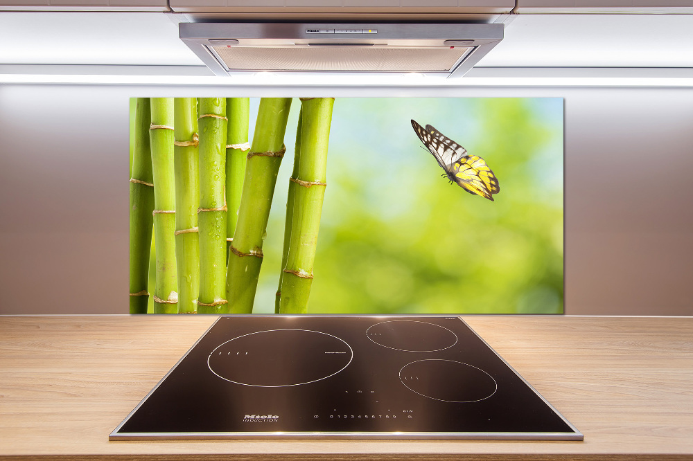 Cooker splashback Bamboo and butterfly