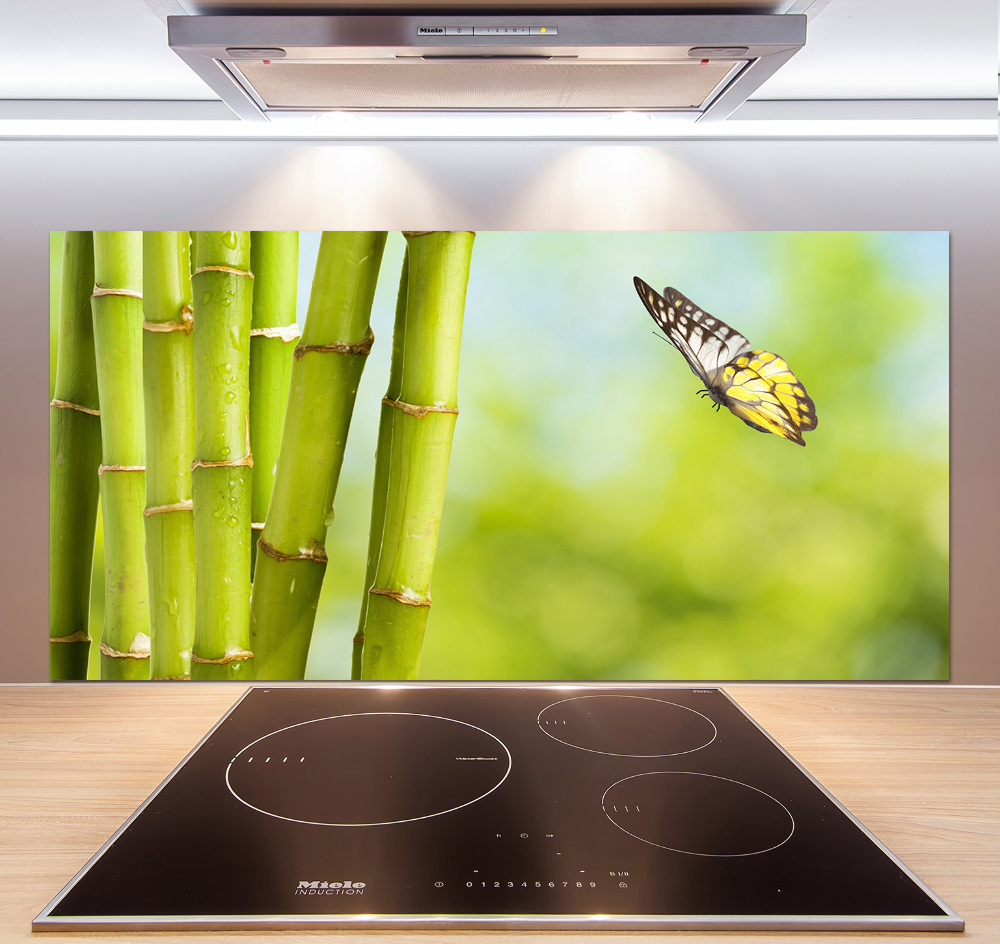 Cooker splashback Bamboo and butterfly