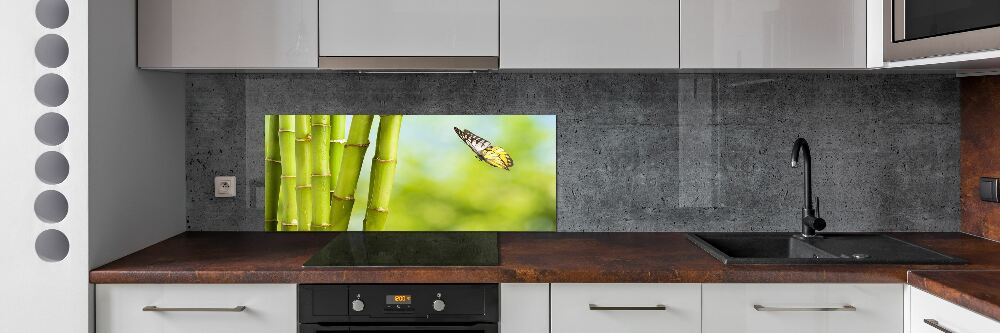 Cooker splashback Bamboo and butterfly