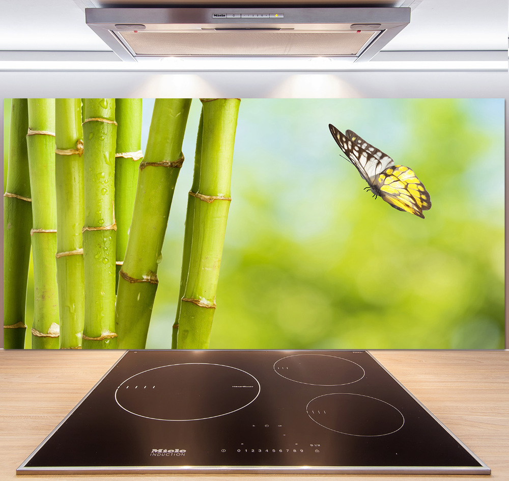 Cooker splashback Bamboo and butterfly