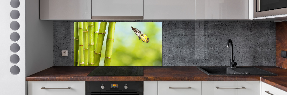 Cooker splashback Bamboo and butterfly