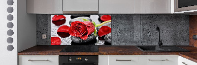 Cooker splashback Red rose