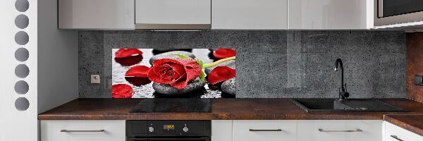 Cooker splashback Red rose