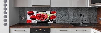 Cooker splashback Red rose