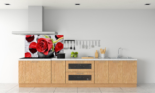 Cooker splashback Red rose