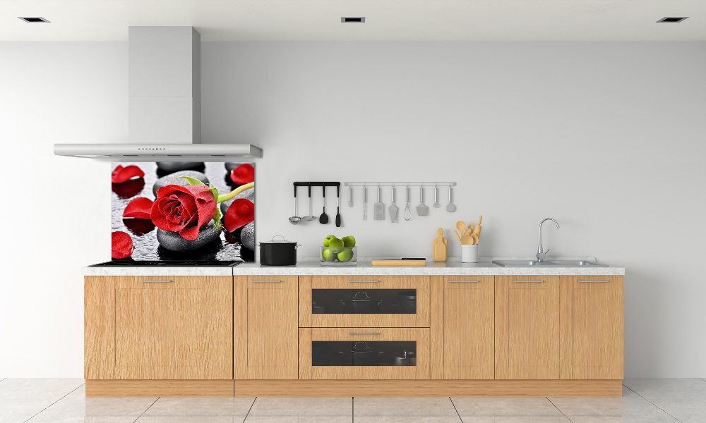 Cooker splashback Red rose