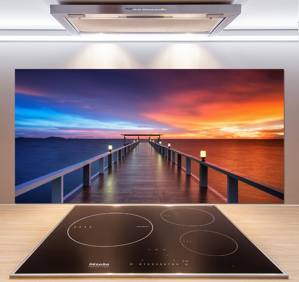 Cooker splashback Wooden bridge